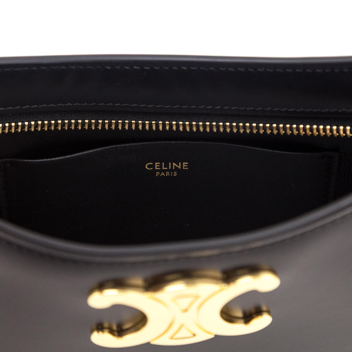 Celine Black Shiny Calfskin Medium Tilly Bag - Love that Bag etc - Preowned Authentic Designer Handbags & Preloved Fashions