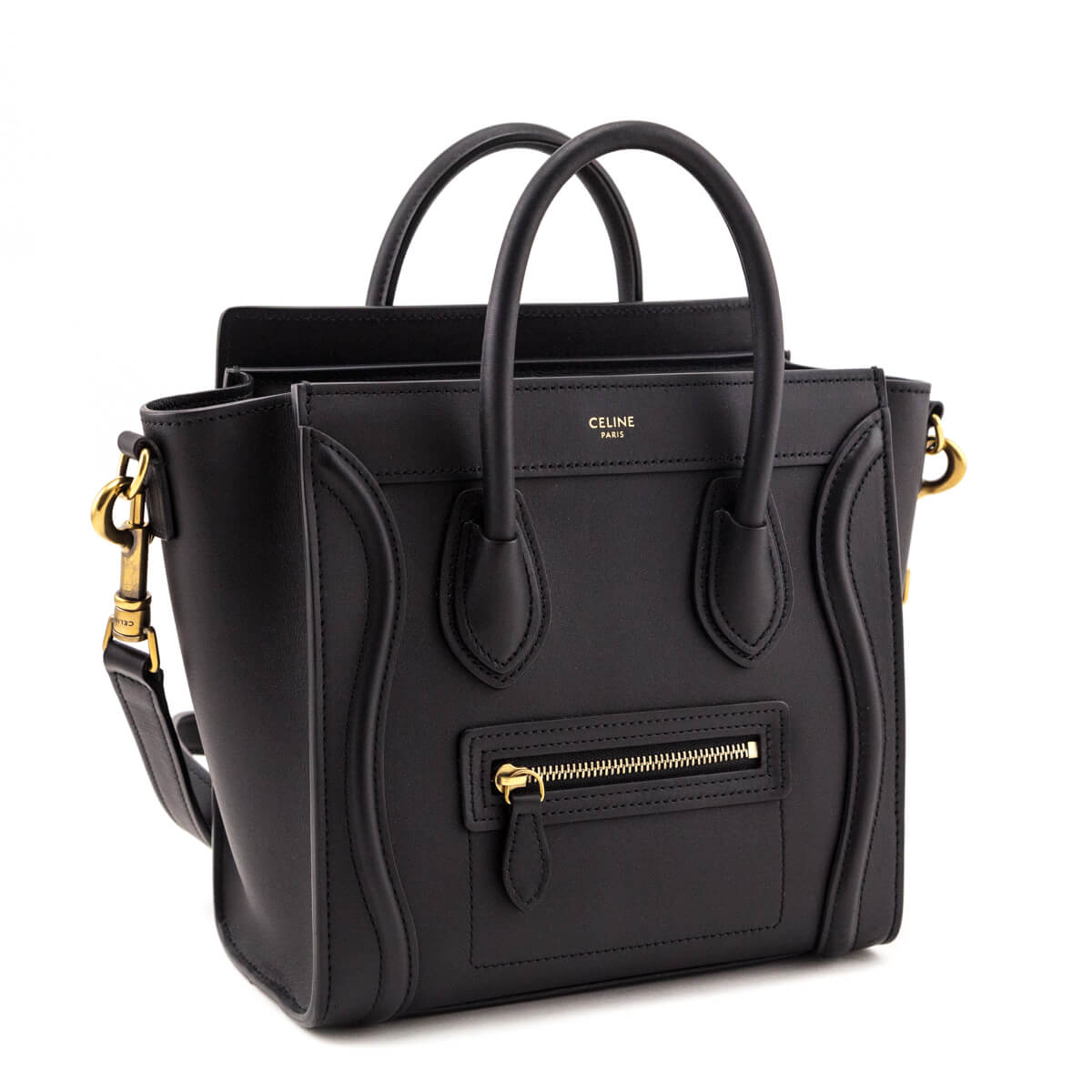 Celine Black Smooth Calfskin Nano Luggage Bag - Love that Bag etc - Preowned Authentic Designer Handbags & Preloved Fashions