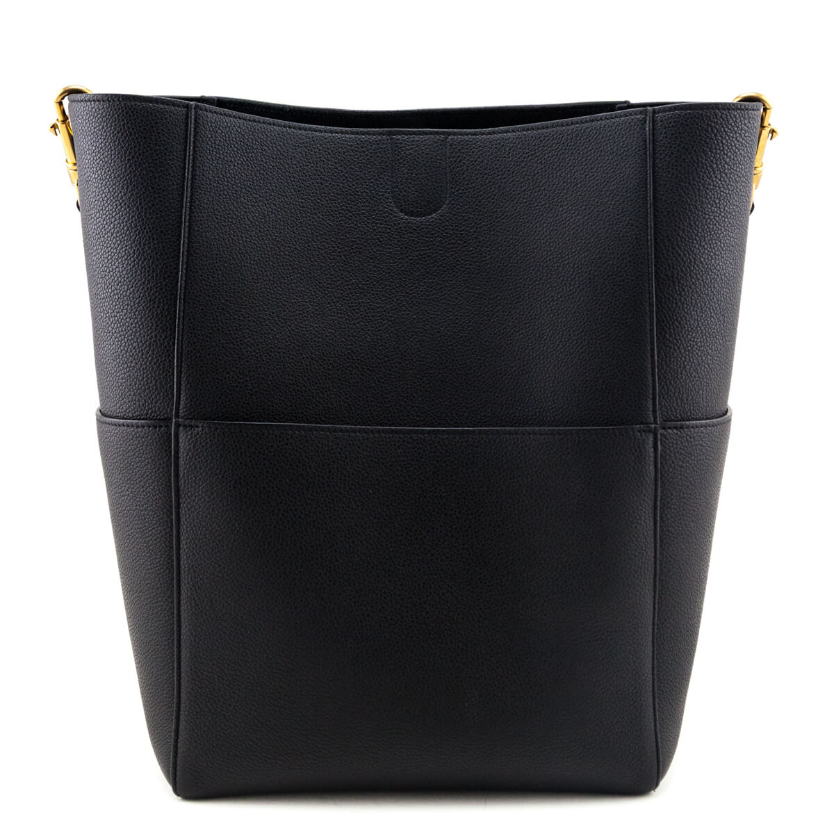 Celine Black Soft Grained Calfskin Sangle Bucket Bag