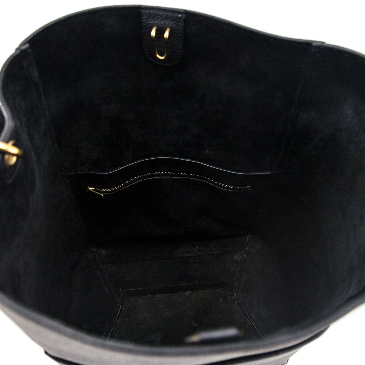 Celine Black Soft Grained Calfskin Sangle Bucket Bag