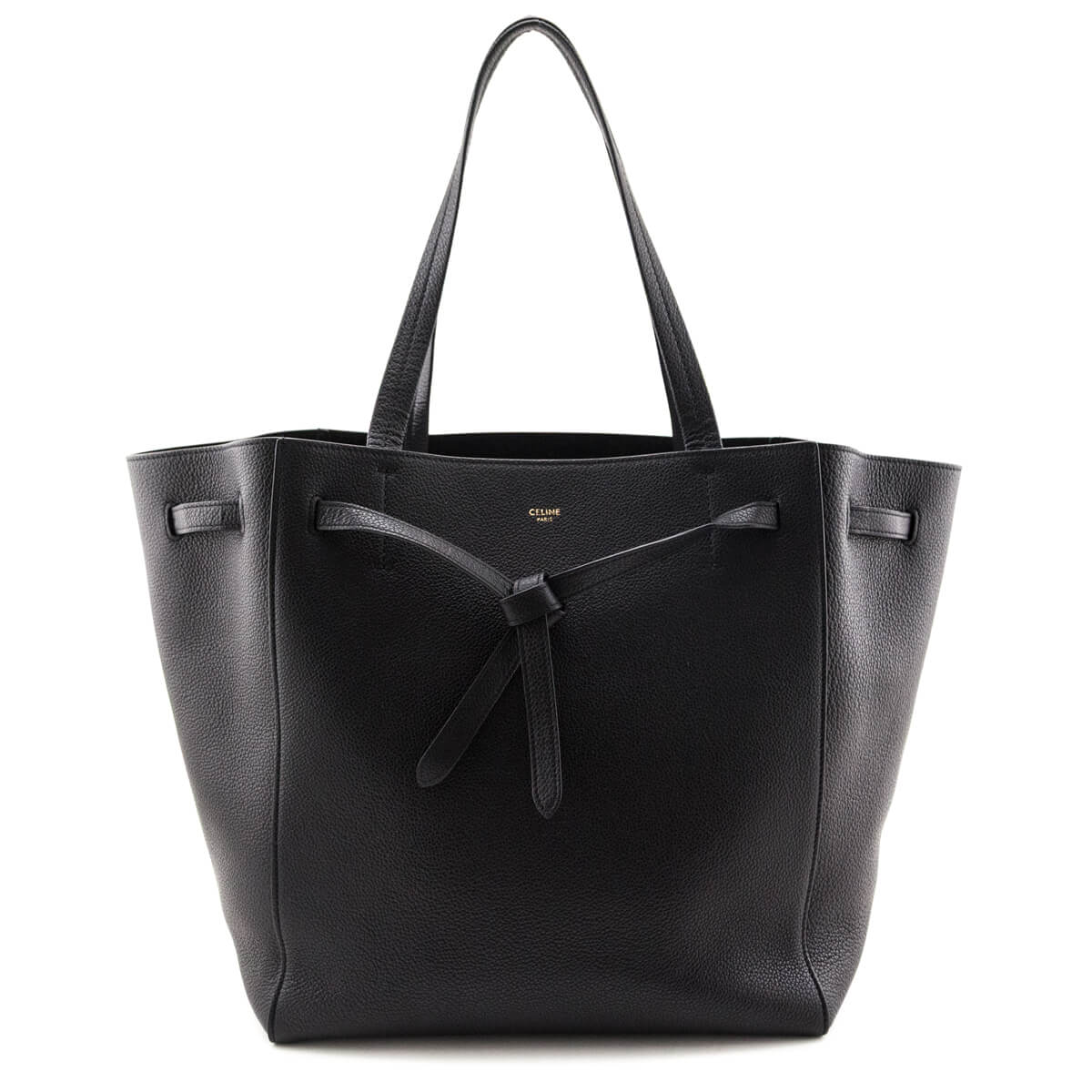 Celine Black Soft Grained Calfskin Small Belt Cabas Phantom Tote - Love that Bag etc - Preowned Authentic Designer Handbags & Preloved Fashions