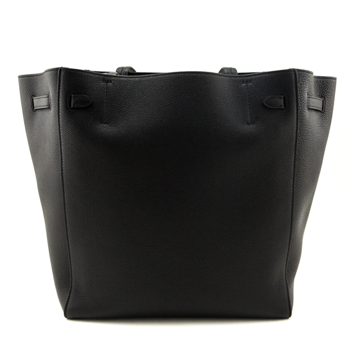 Celine Black Soft Grained Calfskin Small Belt Cabas Phantom Tote - Love that Bag etc - Preowned Authentic Designer Handbags & Preloved Fashions