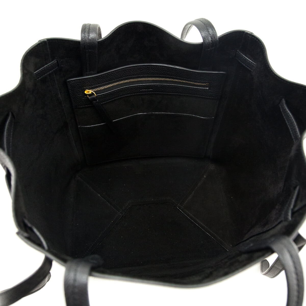 Celine Black Soft Grained Calfskin Small Belt Cabas Phantom Tote - Love that Bag etc - Preowned Authentic Designer Handbags & Preloved Fashions
