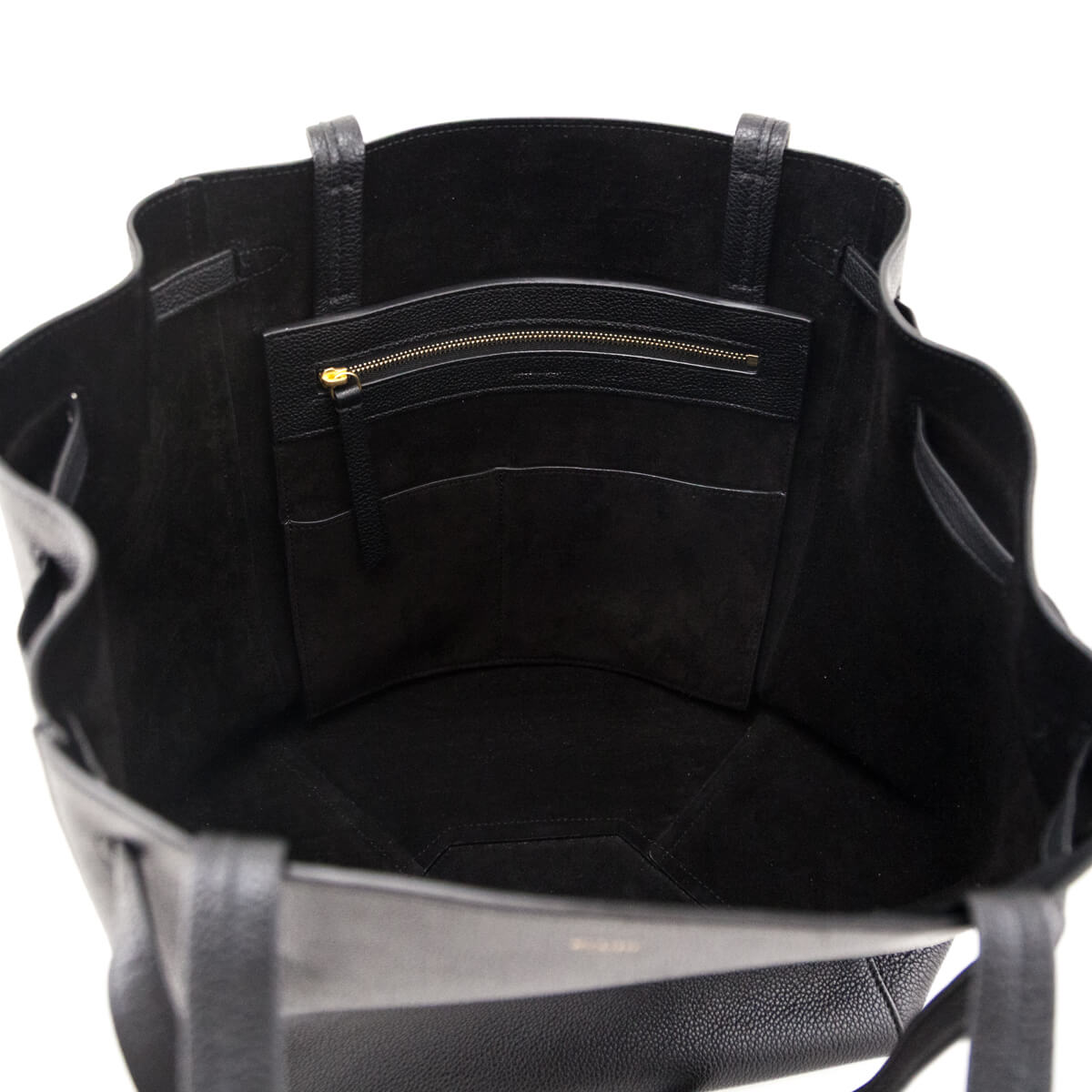 Celine Black Soft Grained Calfskin Small Belt Cabas Phantom Tote - Love that Bag etc - Preowned Authentic Designer Handbags & Preloved Fashions