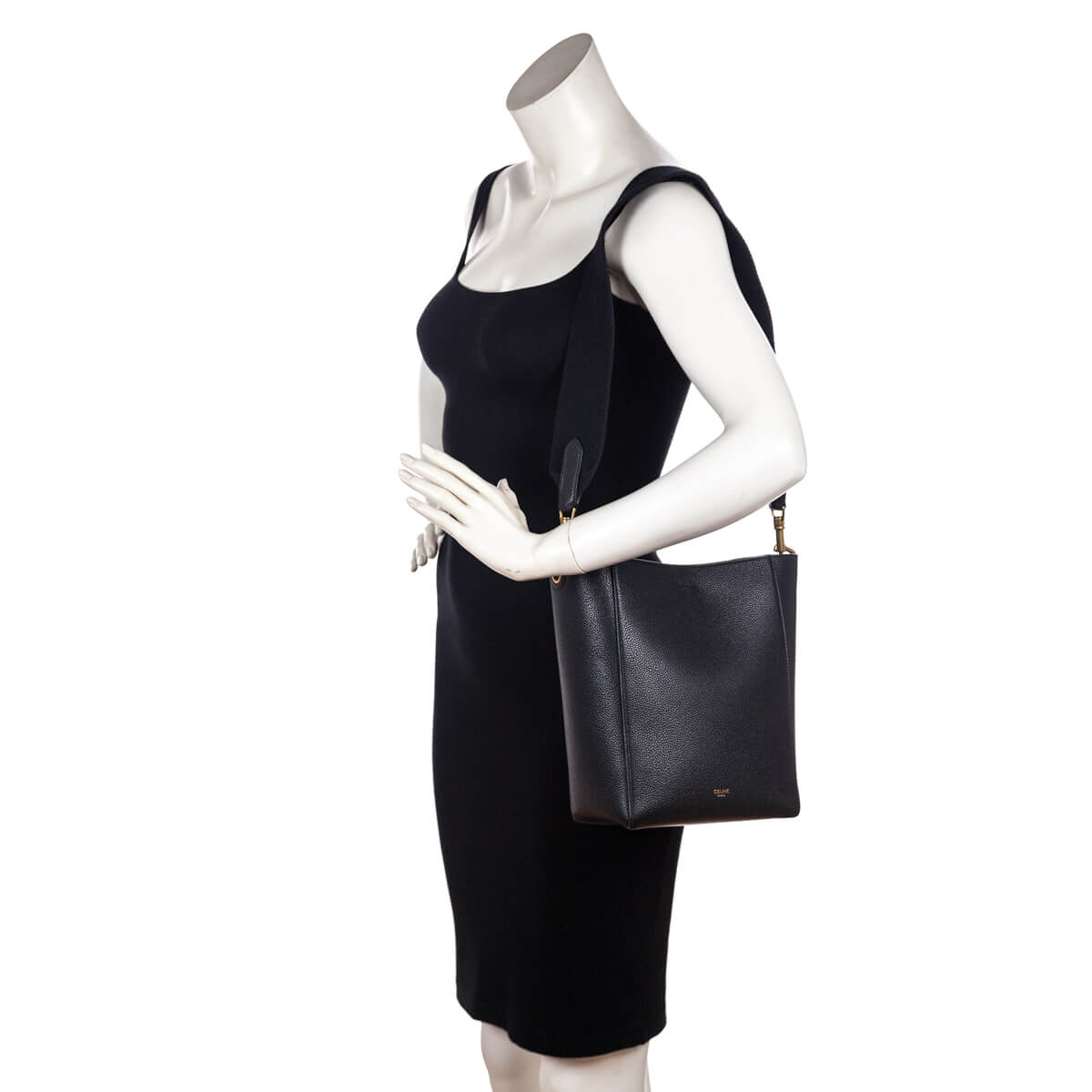 Celine Black Soft Grained Calfskin Small Sangle Bucket Bag - Love that Bag etc - Preowned Authentic Designer Handbags & Preloved Fashions