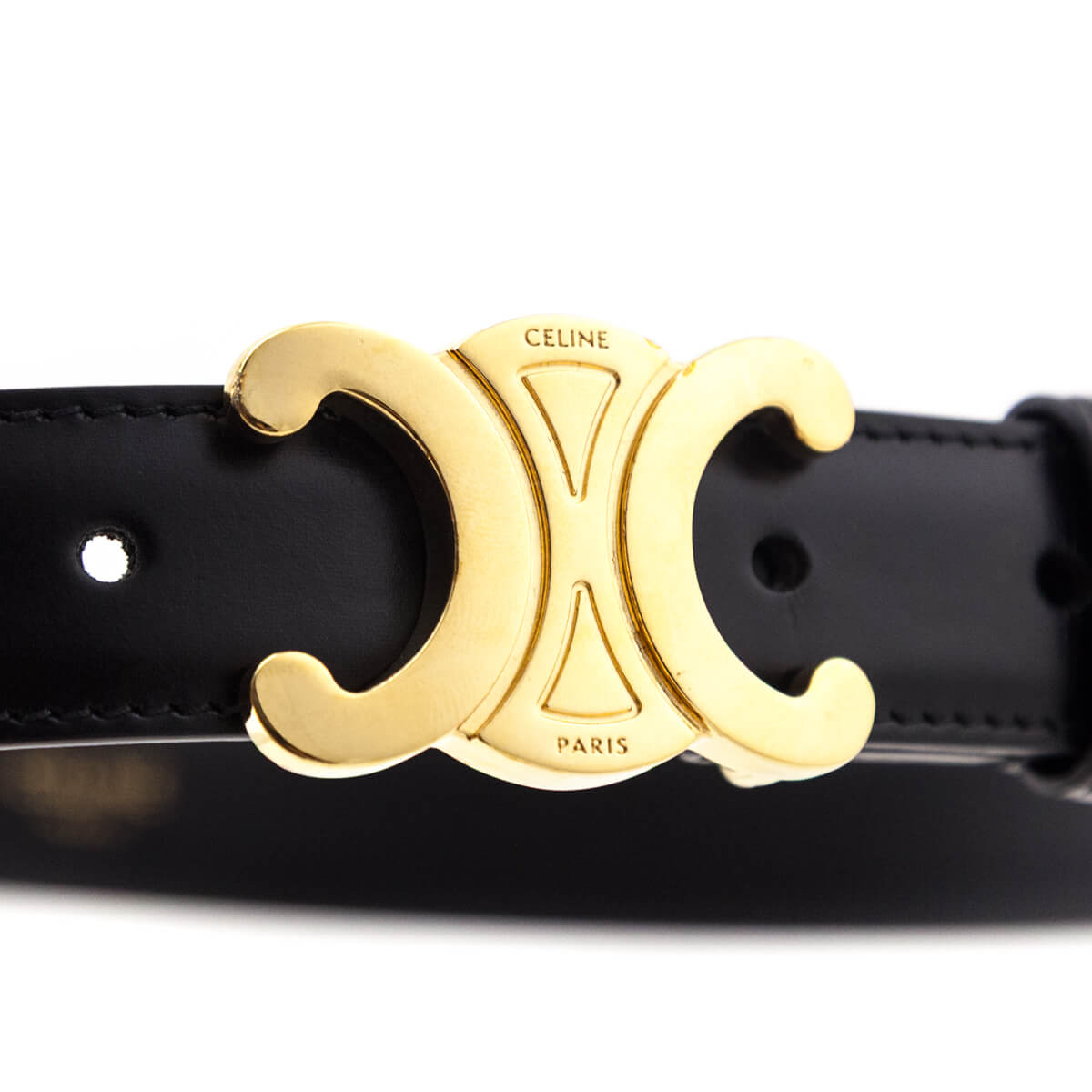 Celine Black Triomphe Belt - Love that Bag etc - Preowned Authentic Designer Handbags & Preloved Fashions