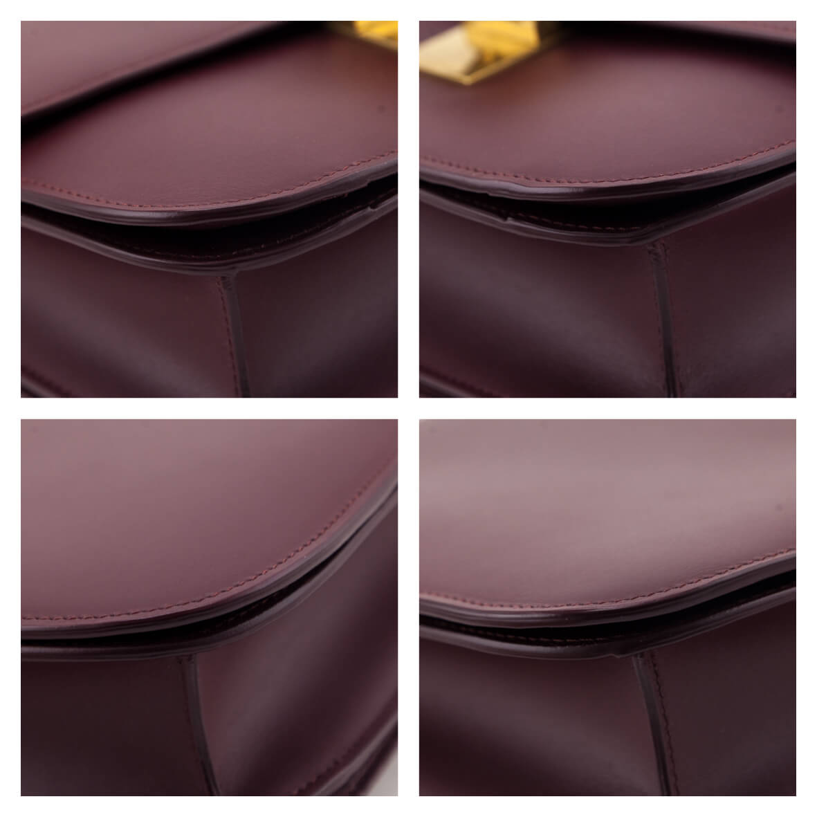 Celine Burgundy Box Calfskin Medium Classic Box Flap