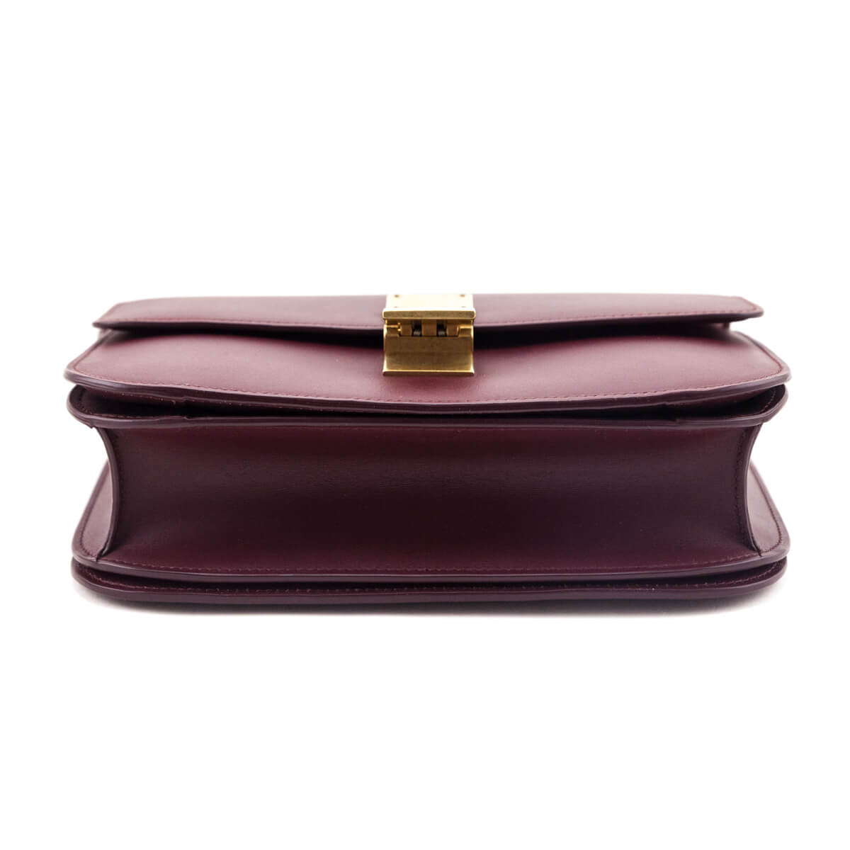 Celine Burgundy Box Calfskin Medium Classic Box Flap