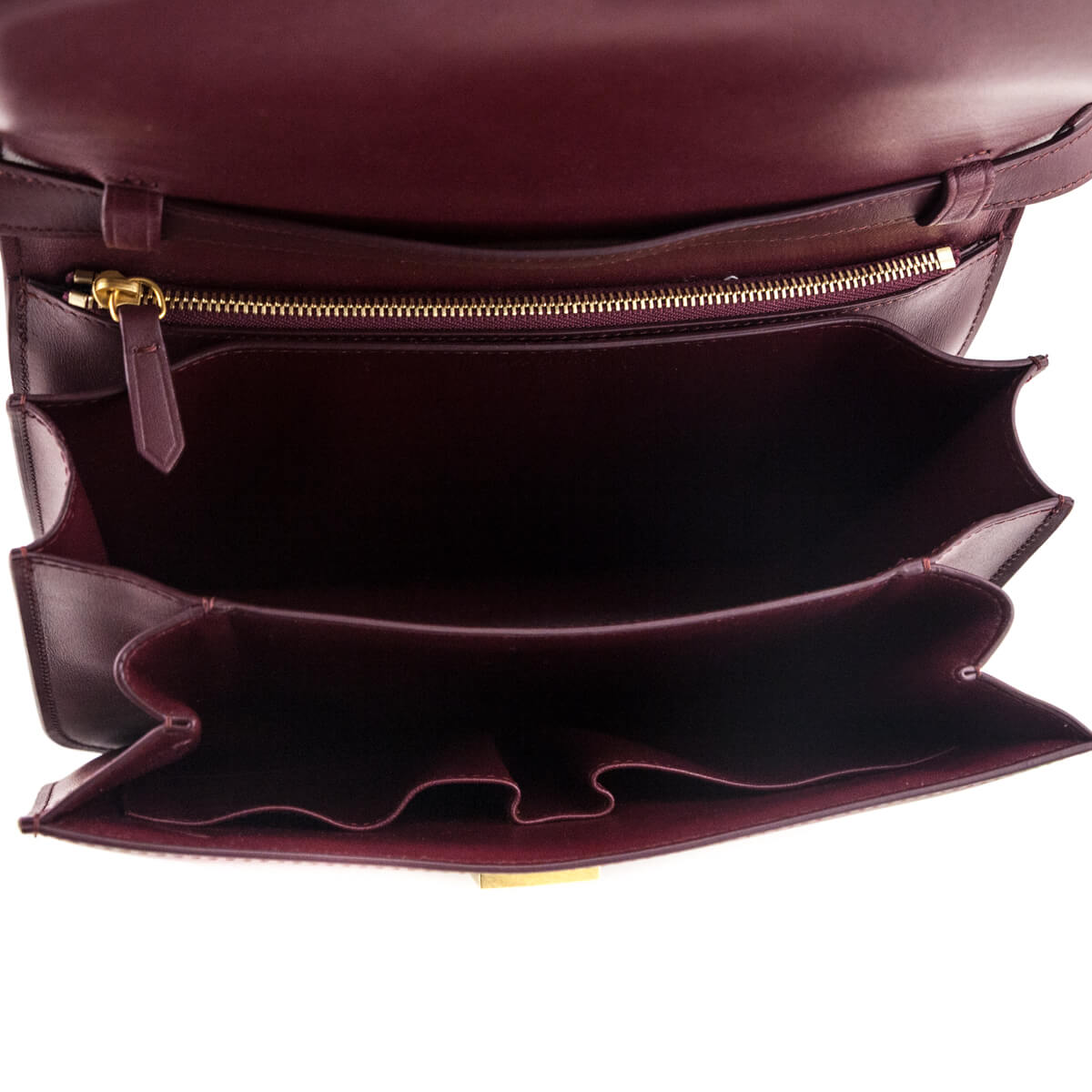 Celine Burgundy Box Calfskin Medium Classic Box Flap