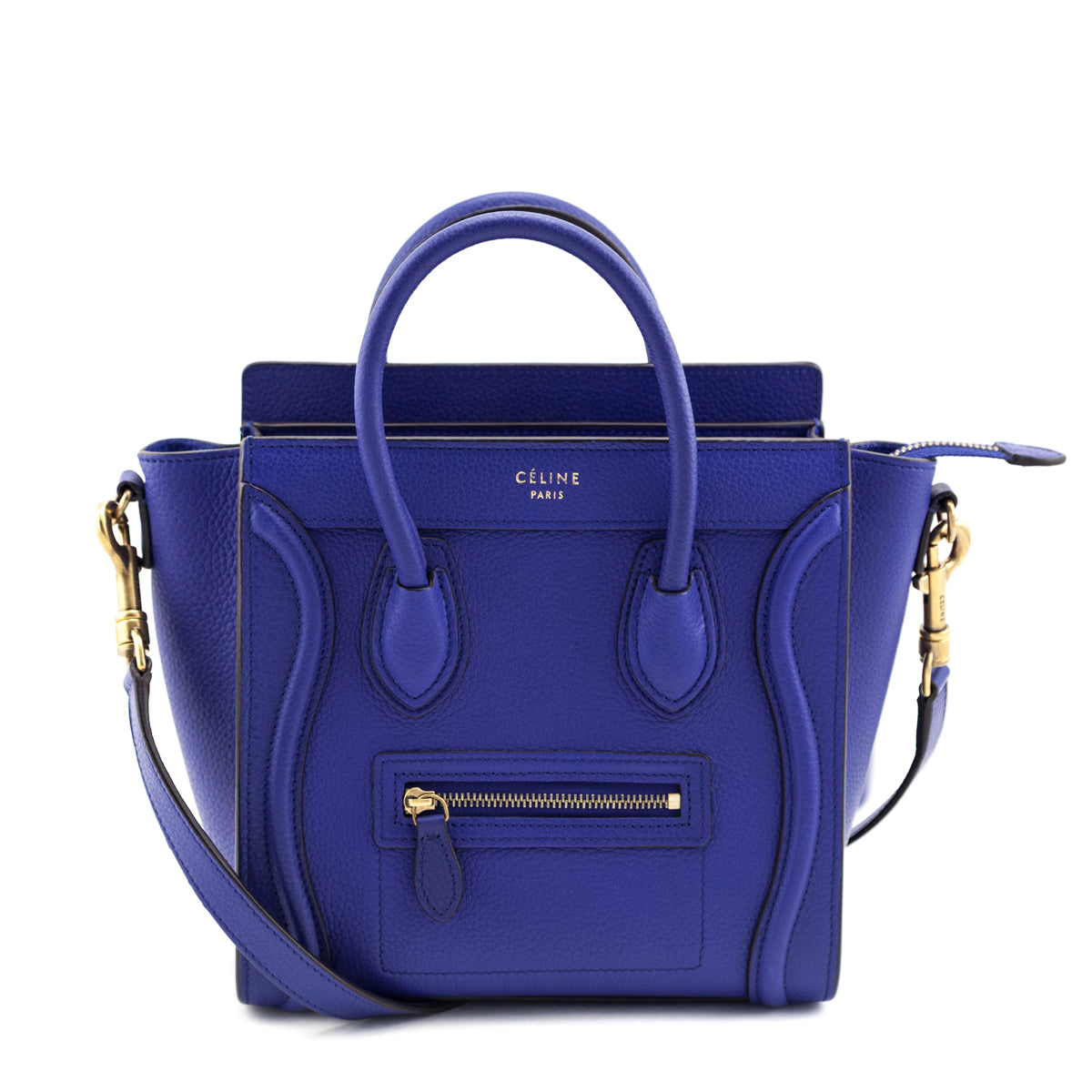 Celine Indigo Drummed Calfskin Nano Luggage