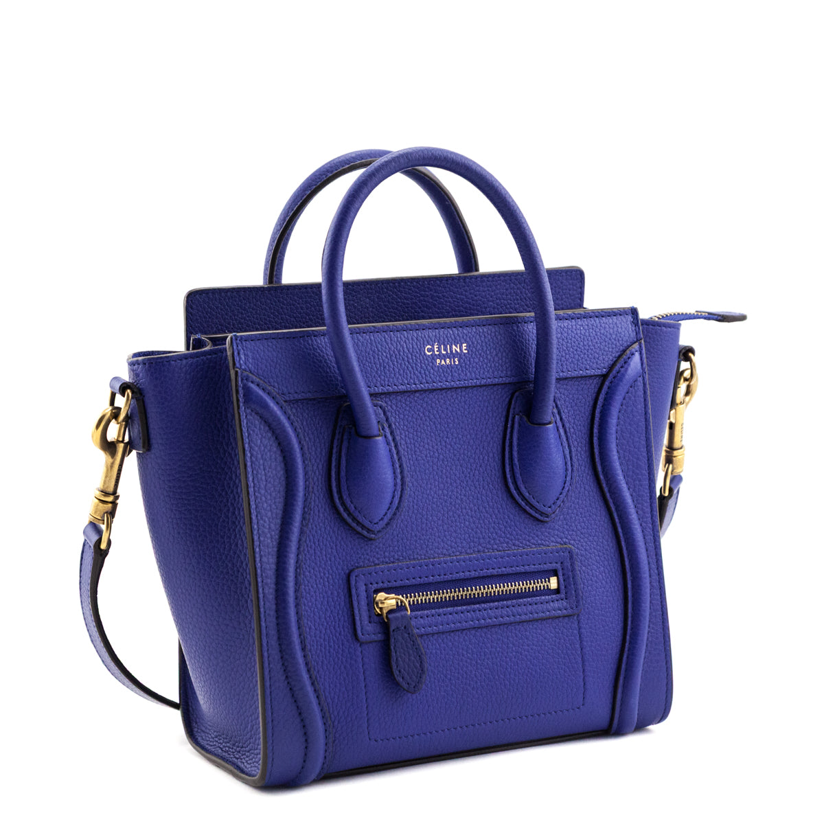 Celine Indigo Drummed Calfskin Nano Luggage