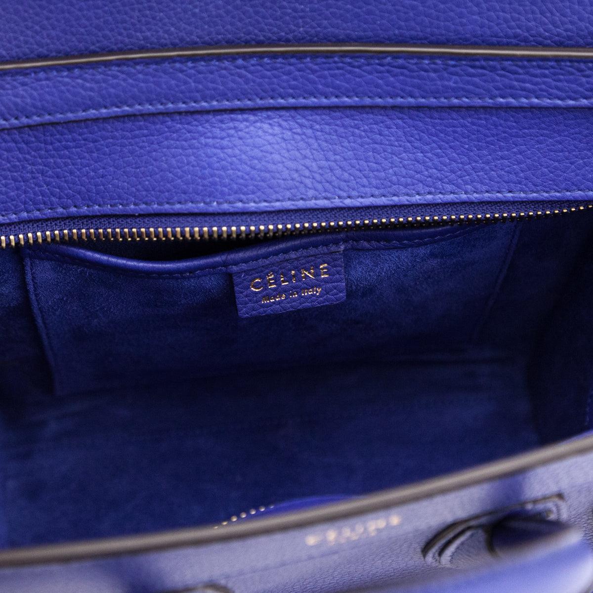 Celine Indigo Drummed Calfskin Nano Luggage