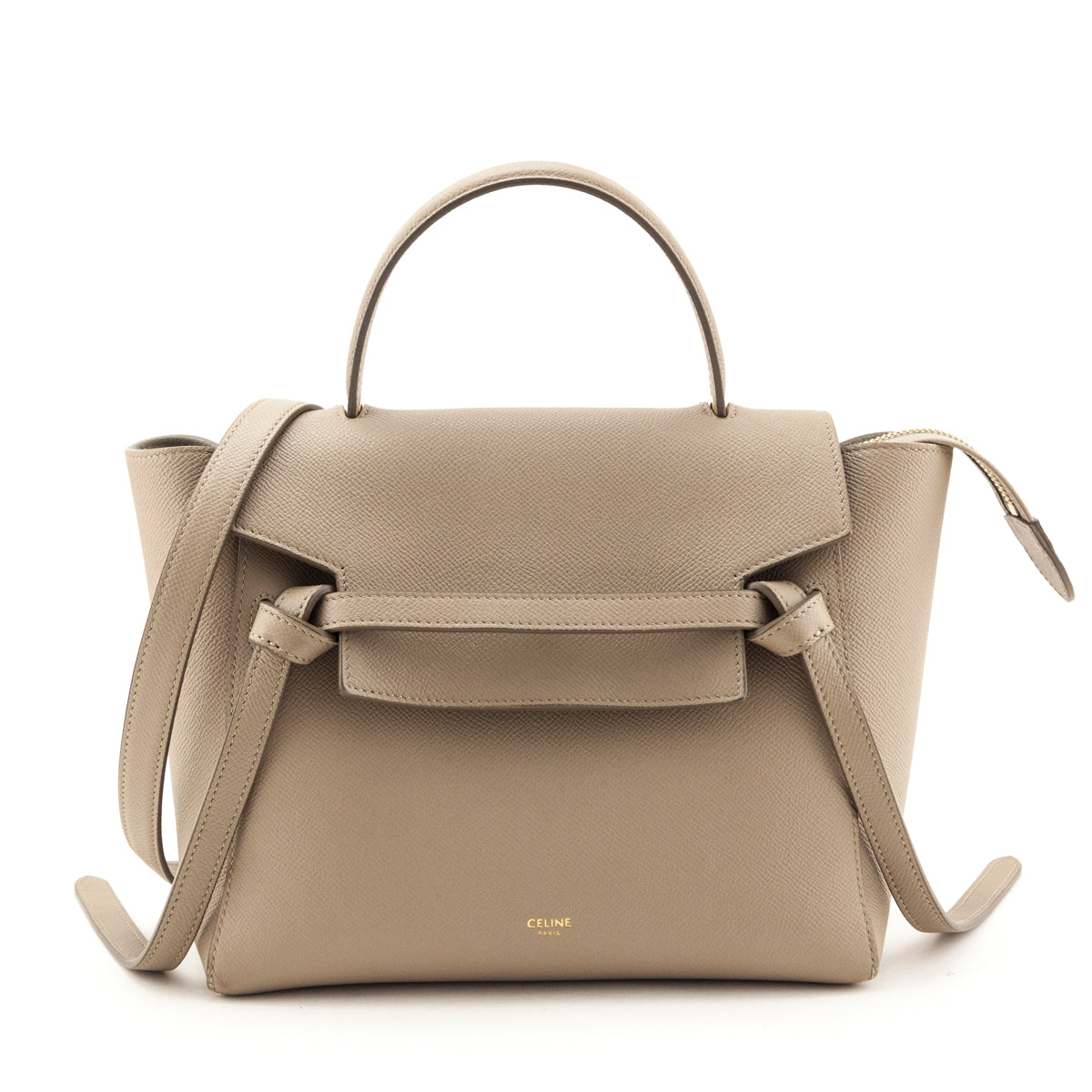 Celine Light Taupe Grained Calfskin Micro Belt Bag - Love that Bag etc - Preowned Authentic Designer Handbags & Preloved Fashions