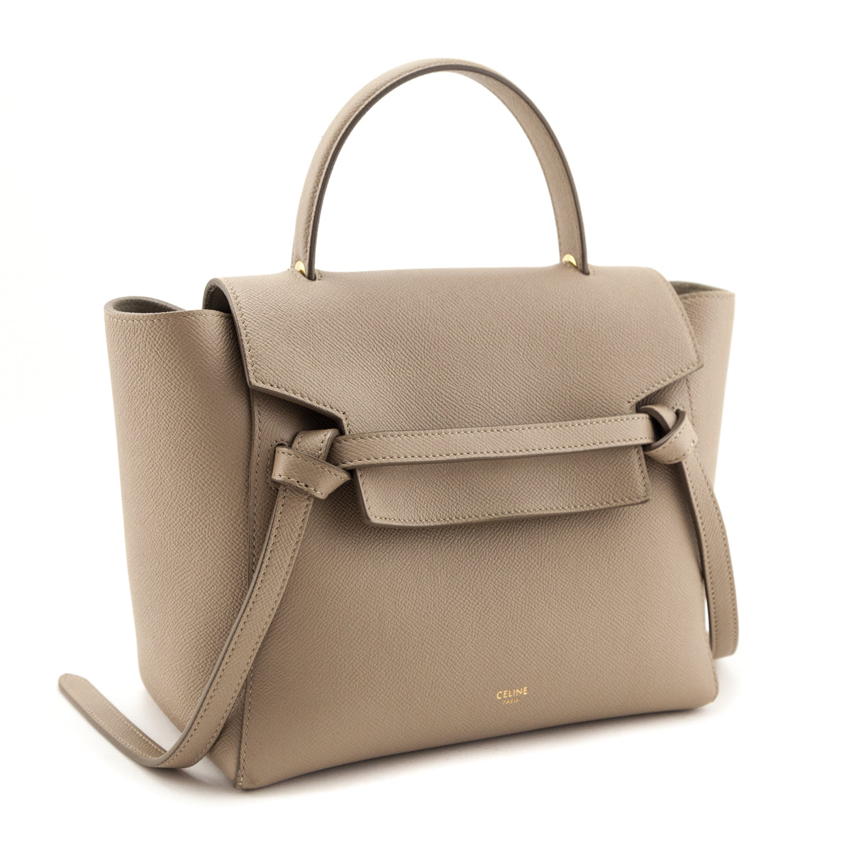 Celine Light Taupe Grained Calfskin Micro Belt Bag - Love that Bag etc - Preowned Authentic Designer Handbags & Preloved Fashions