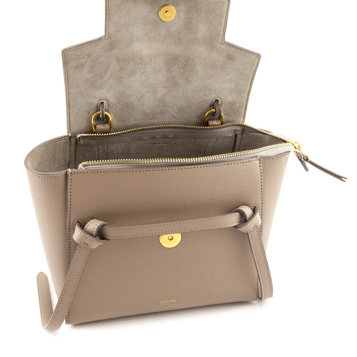 Celine Light Taupe Grained Calfskin Nano Belt Bag