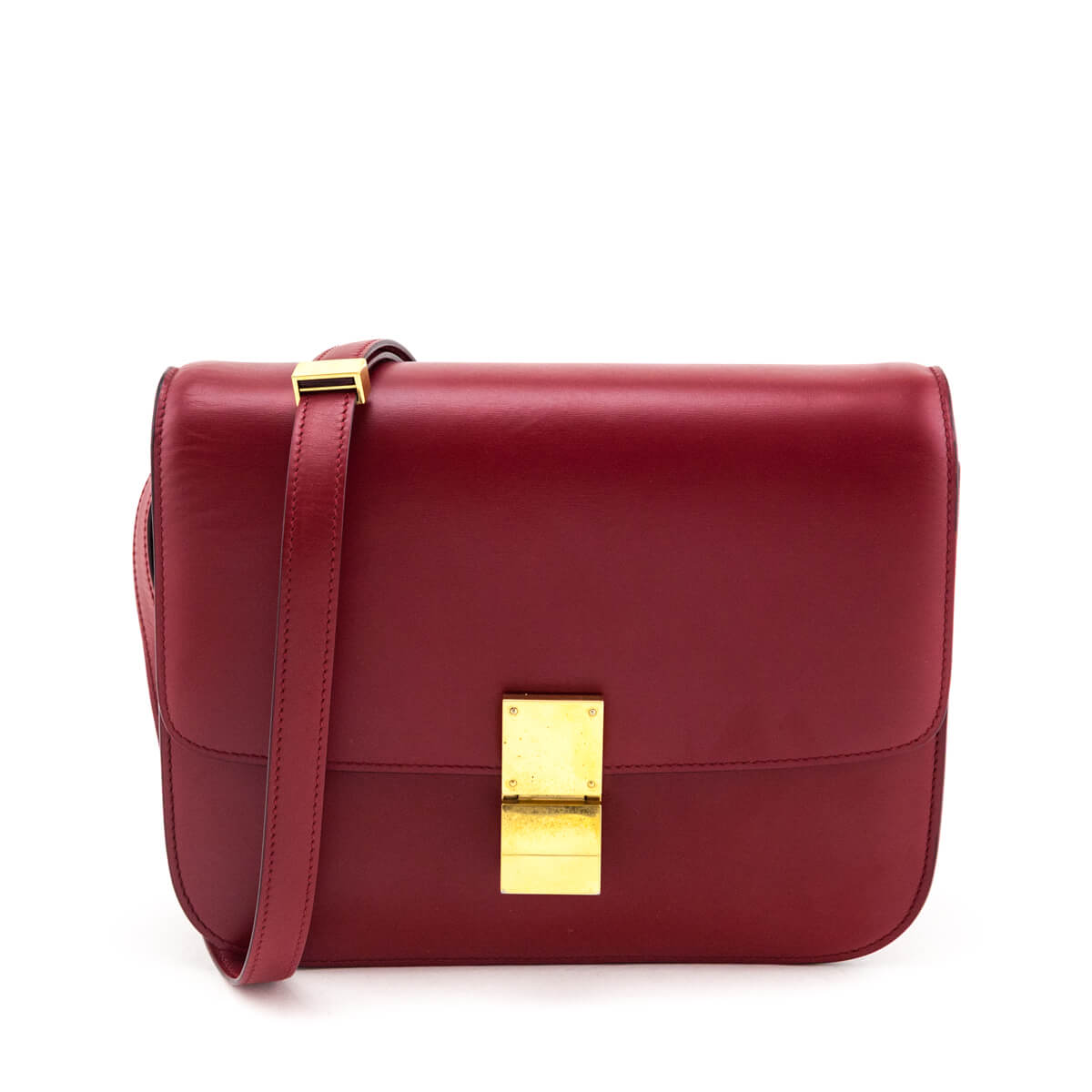 Celine Red Box Calfskin Medium Classic Box Flap Bag - Love that Bag etc - Preowned Authentic Designer Handbags & Preloved Fashions