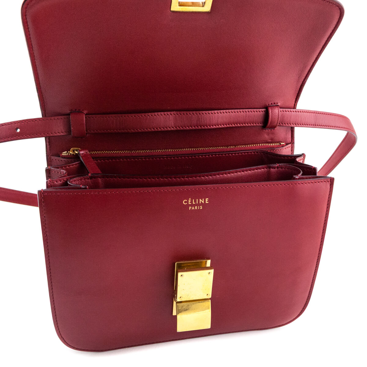 Celine Red Box Calfskin Medium Classic Box Flap Bag - Love that Bag etc - Preowned Authentic Designer Handbags & Preloved Fashions