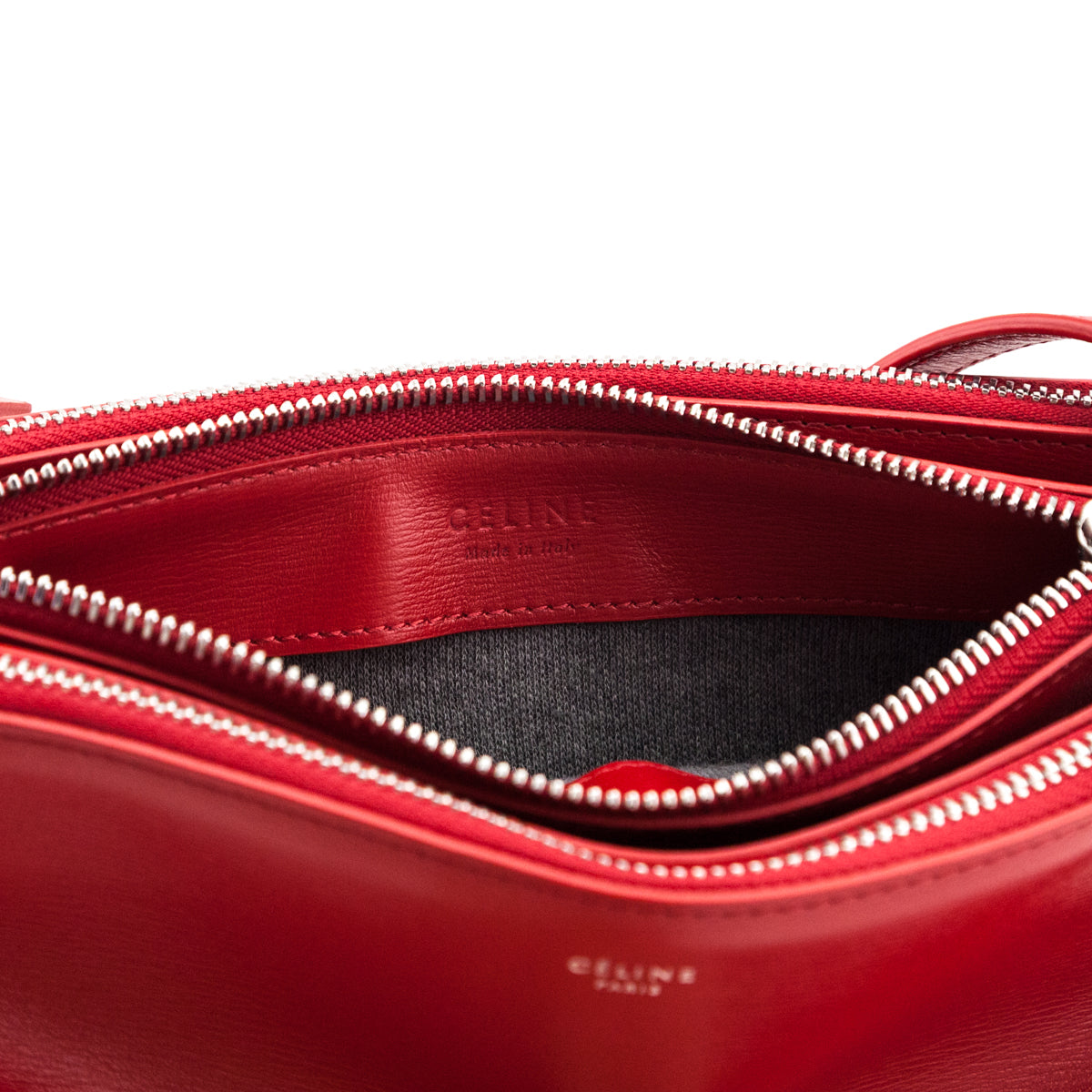 Celine Red Lambskin Small Trio Crossbody Bag