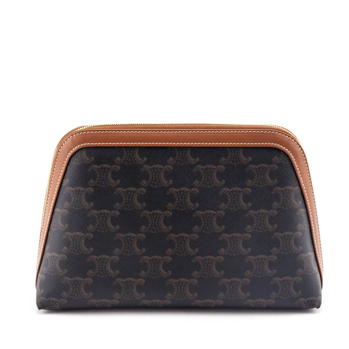 Celine Tan Triomphe Canvas Medium Cosmetic Pouch - Love that Bag etc - Preowned Authentic Designer Handbags & Preloved Fashions