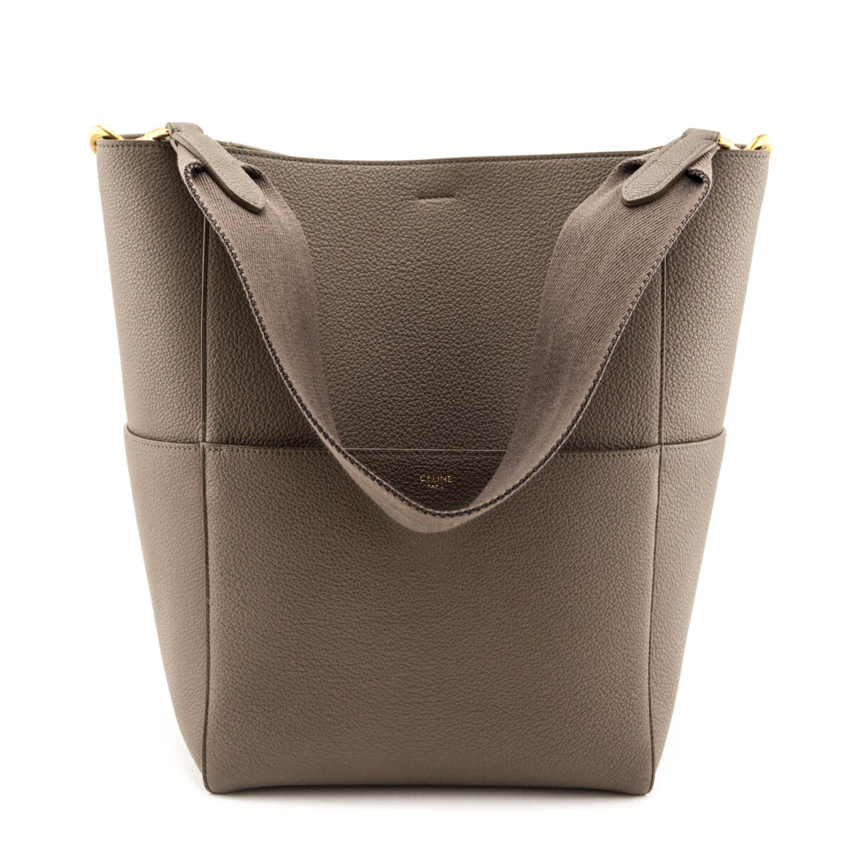 Celine Taupe Soft Grained Calfskin Sangle Bucket Bag - Love that Bag etc - Preowned Authentic Designer Handbags & Preloved Fashions