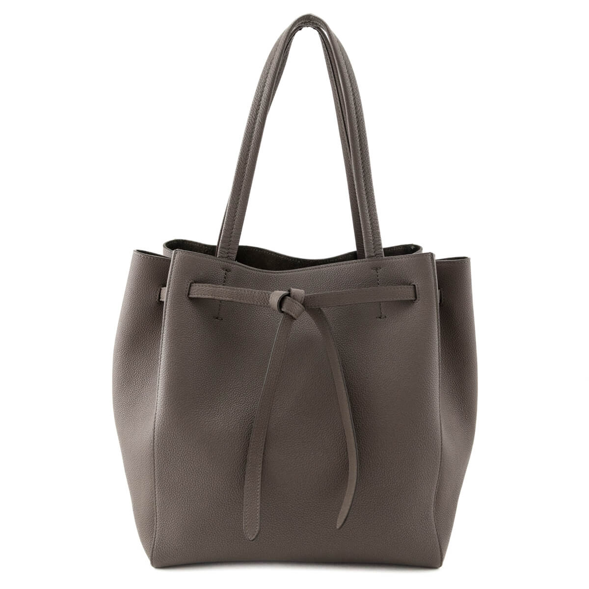 Celine Taupe Soft Grained Calfskin Small Belt Cabas Phantom Tote - Love that Bag etc - Preowned Authentic Designer Handbags & Preloved Fashions