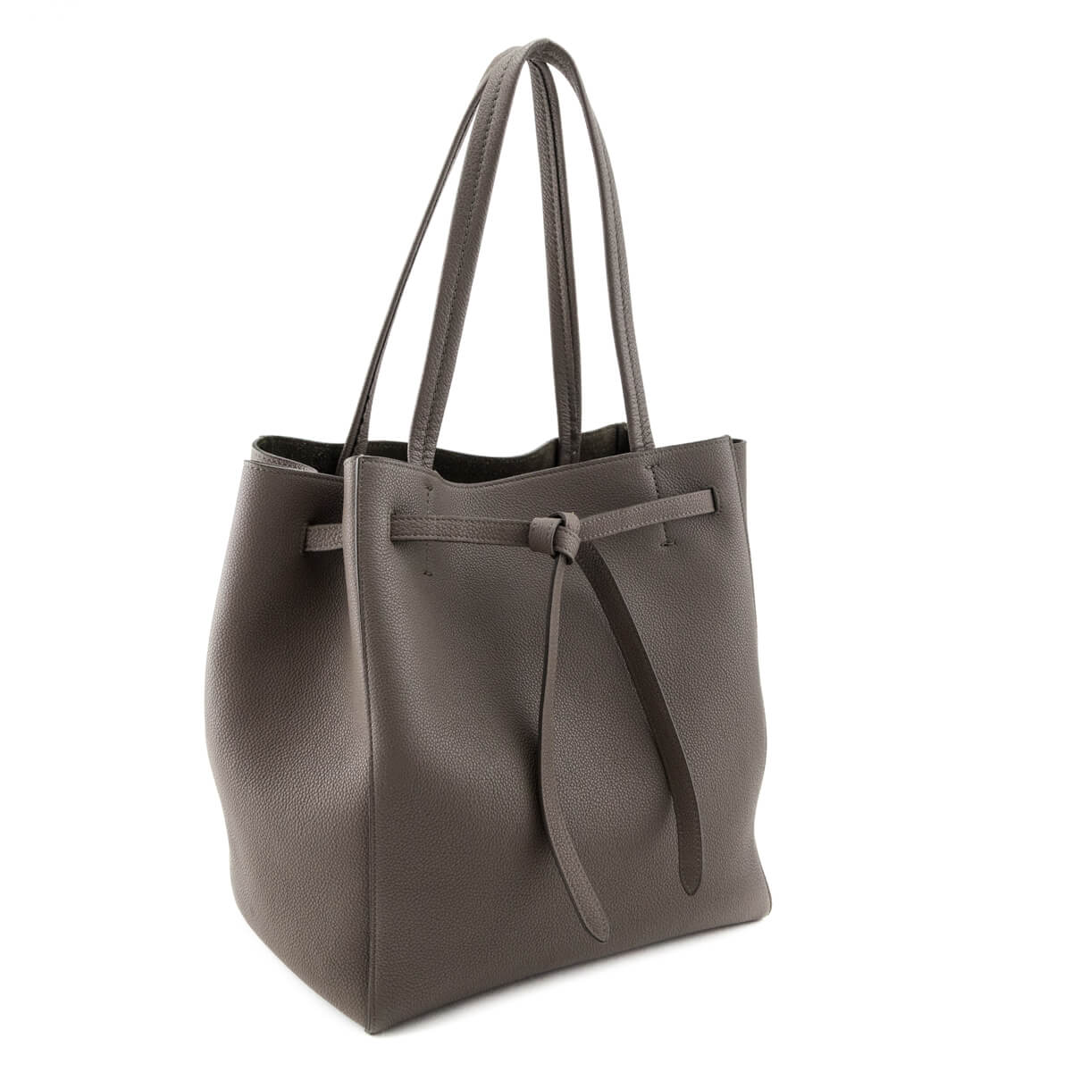 Celine Taupe Soft Grained Calfskin Small Belt Cabas Phantom Tote - Love that Bag etc - Preowned Authentic Designer Handbags & Preloved Fashions