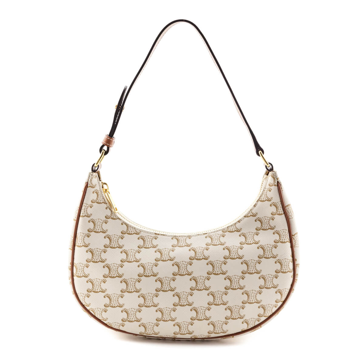 Celine White Triomphe Canvas & Calfskin Ava Shoulder Bag - Love that Bag etc - Preowned Authentic Designer Handbags & Preloved Fashions