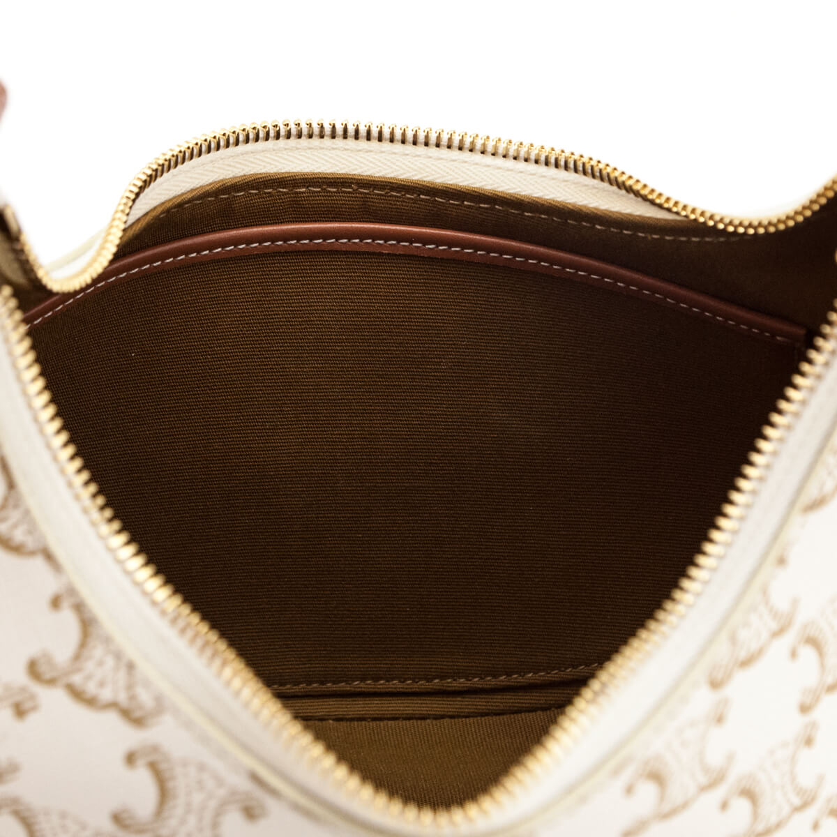 Celine White Triomphe Canvas & Calfskin Ava Shoulder Bag - Love that Bag etc - Preowned Authentic Designer Handbags & Preloved Fashions