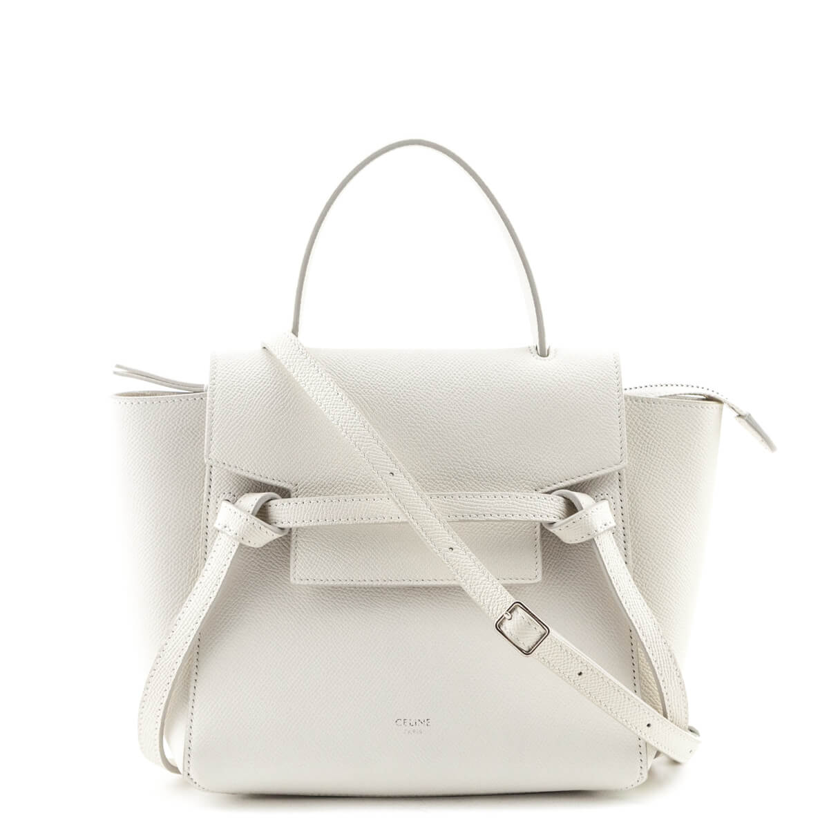 Celine White Grained Calfskin Nano Belt Bag - Love that Bag etc - Preowned Authentic Designer Handbags & Preloved Fashions