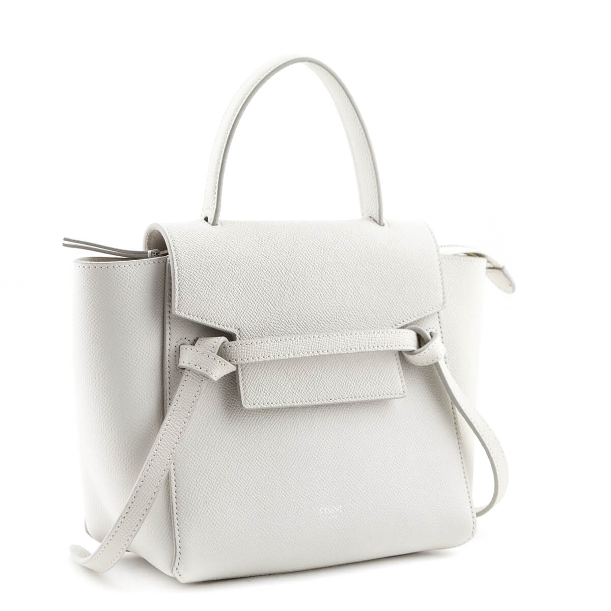 Celine White Grained Calfskin Nano Belt Bag - Love that Bag etc - Preowned Authentic Designer Handbags & Preloved Fashions