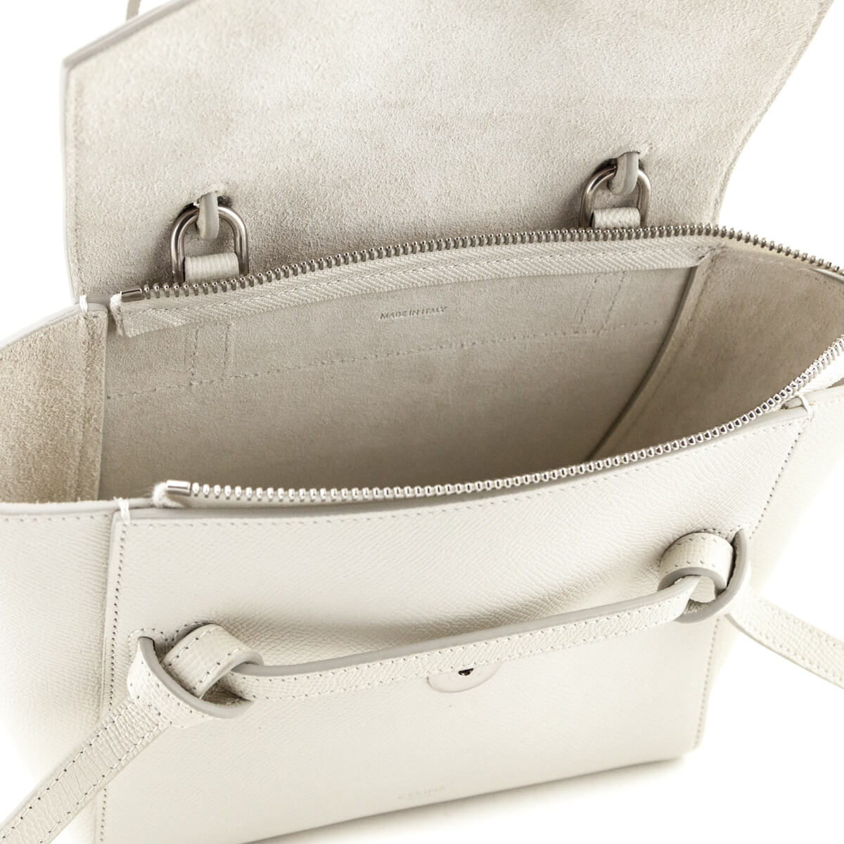Celine White Grained Calfskin Nano Belt Bag - Love that Bag etc - Preowned Authentic Designer Handbags & Preloved Fashions