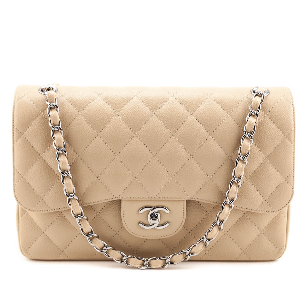Chanel Beige Caviar Jumbo Double Flap Bag - Love that Bag etc - Preowned Authentic Designer Handbags & Preloved Fashions