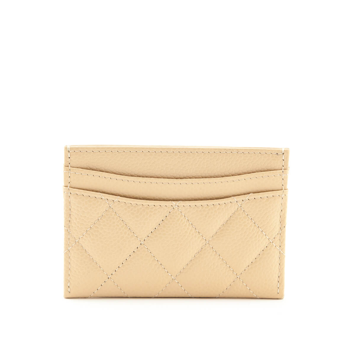 Chanel Beige Caviar Quilted Card Holder