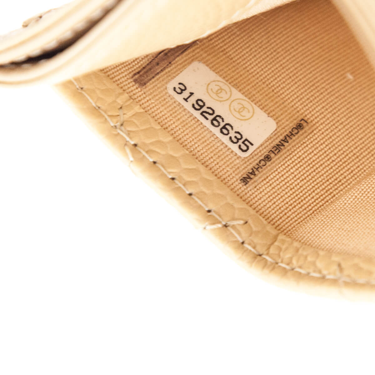 Chanel Beige Caviar Quilted Card Holder