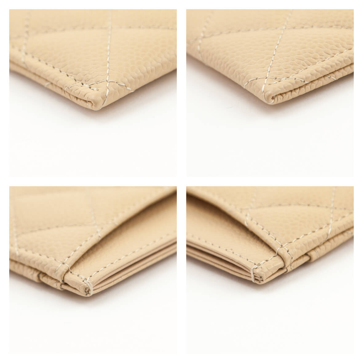 Chanel Beige Caviar Quilted Card Holder