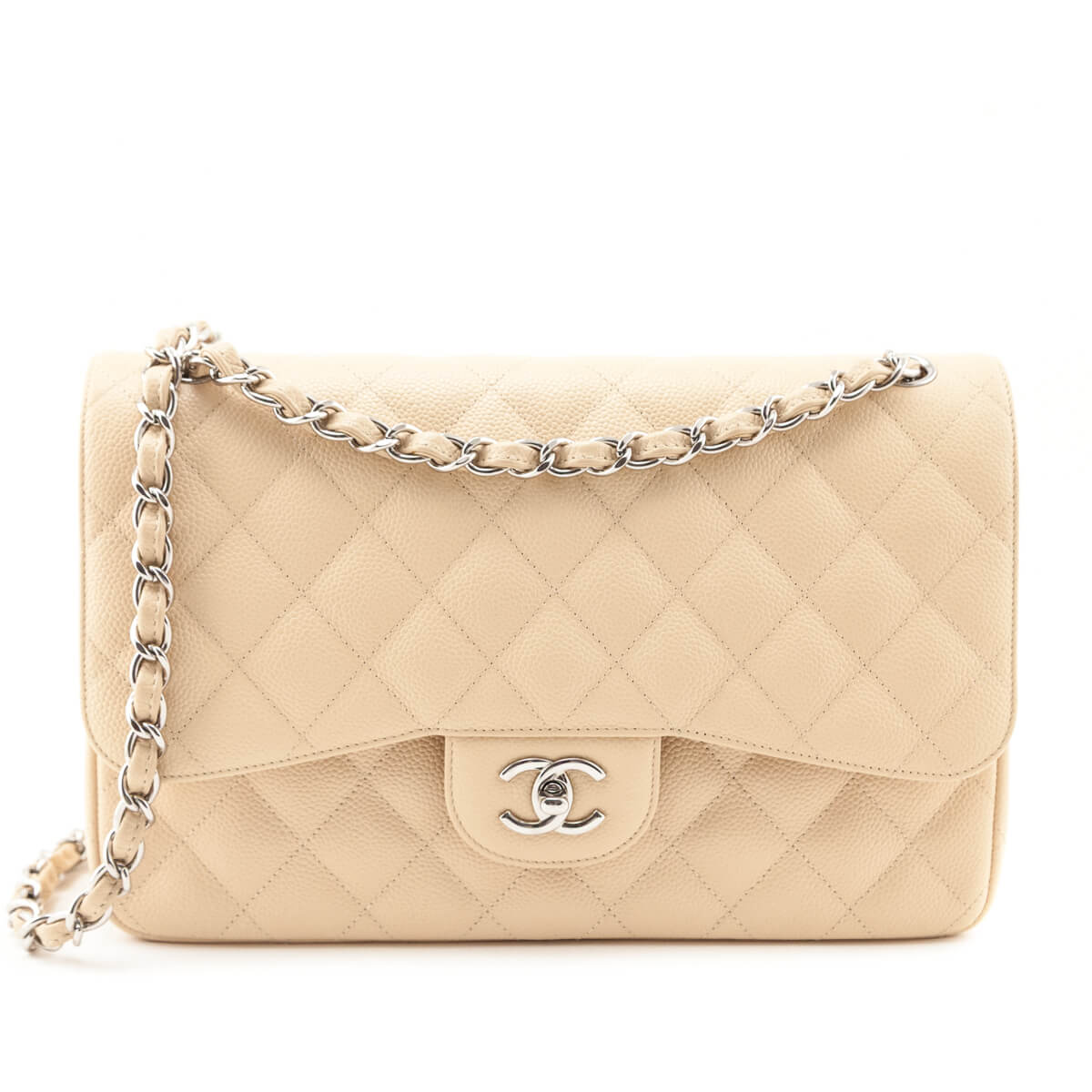Chanel Beige Caviar Quilted Jumbo Double Flap - Love that Bag etc - Preowned Authentic Designer Handbags & Preloved Fashions