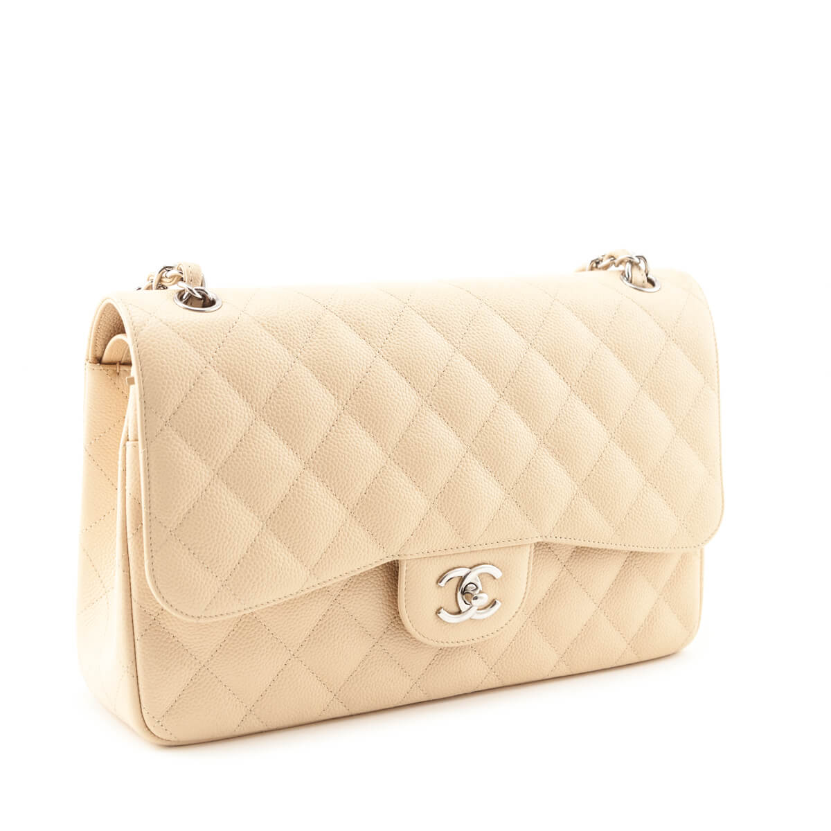 Chanel Beige Caviar Quilted Jumbo Double Flap - Love that Bag etc - Preowned Authentic Designer Handbags & Preloved Fashions