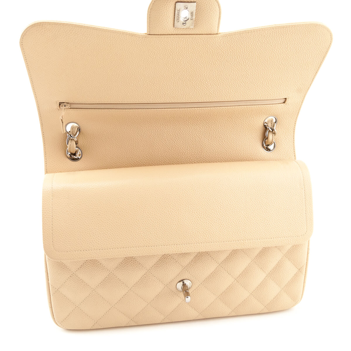 Chanel Beige Caviar Quilted Jumbo Double Flap - Love that Bag etc - Preowned Authentic Designer Handbags & Preloved Fashions
