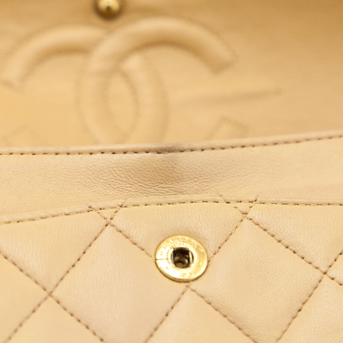 Chanel Beige Lambskin Quilted Medium Double Flap Bag - Love that Bag etc - Preowned Authentic Designer Handbags & Preloved Fashions