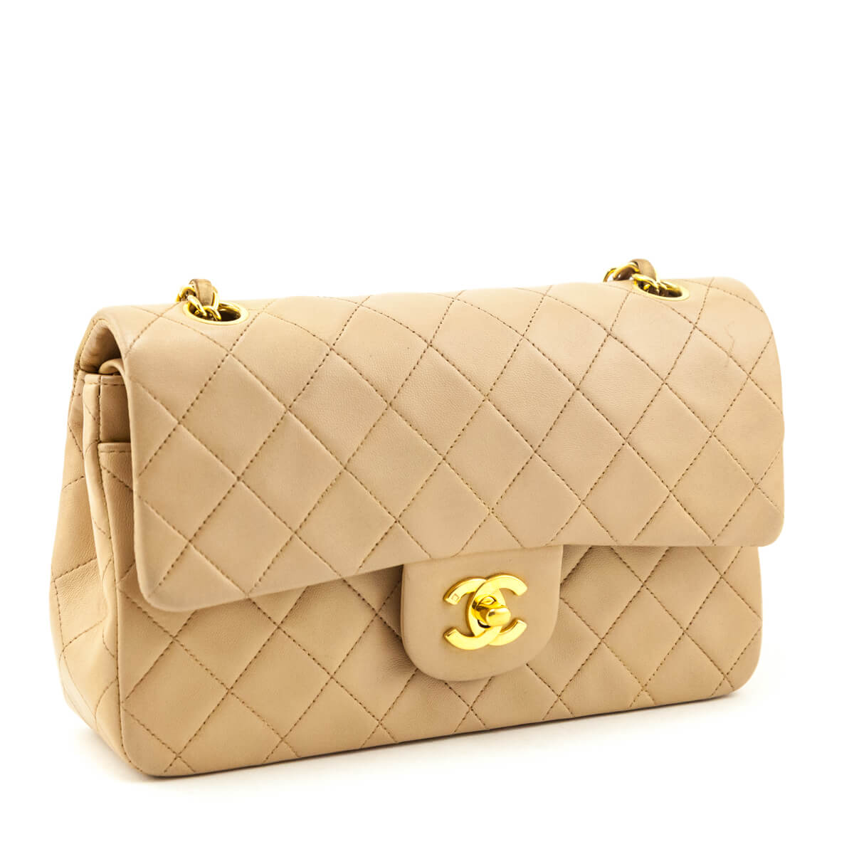 Chanel Beige Lambskin Quilted Medium Double Flap Bag - Love that Bag etc - Preowned Authentic Designer Handbags & Preloved Fashions