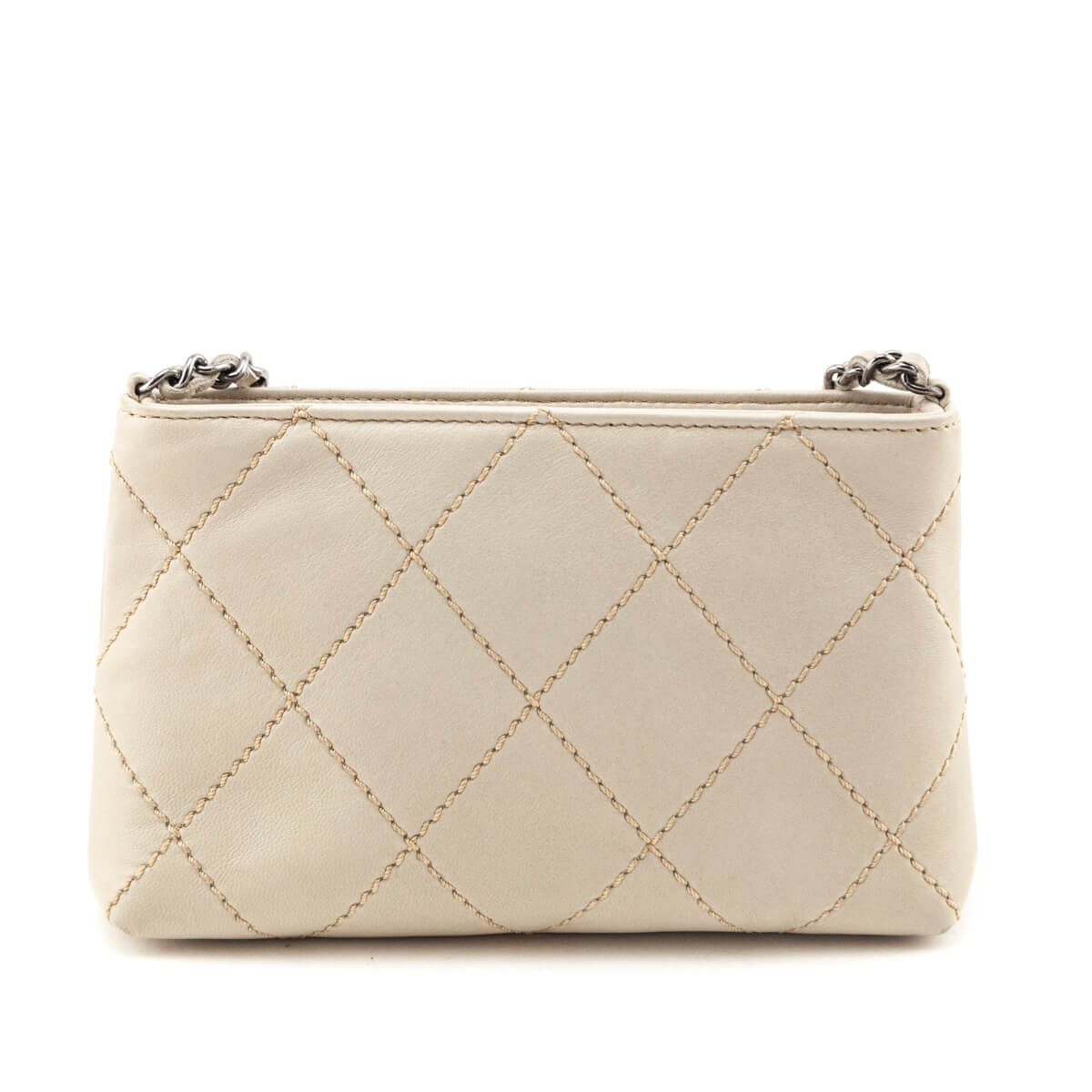 Chanel Beige Lambskin Surpique Stitch Pochette