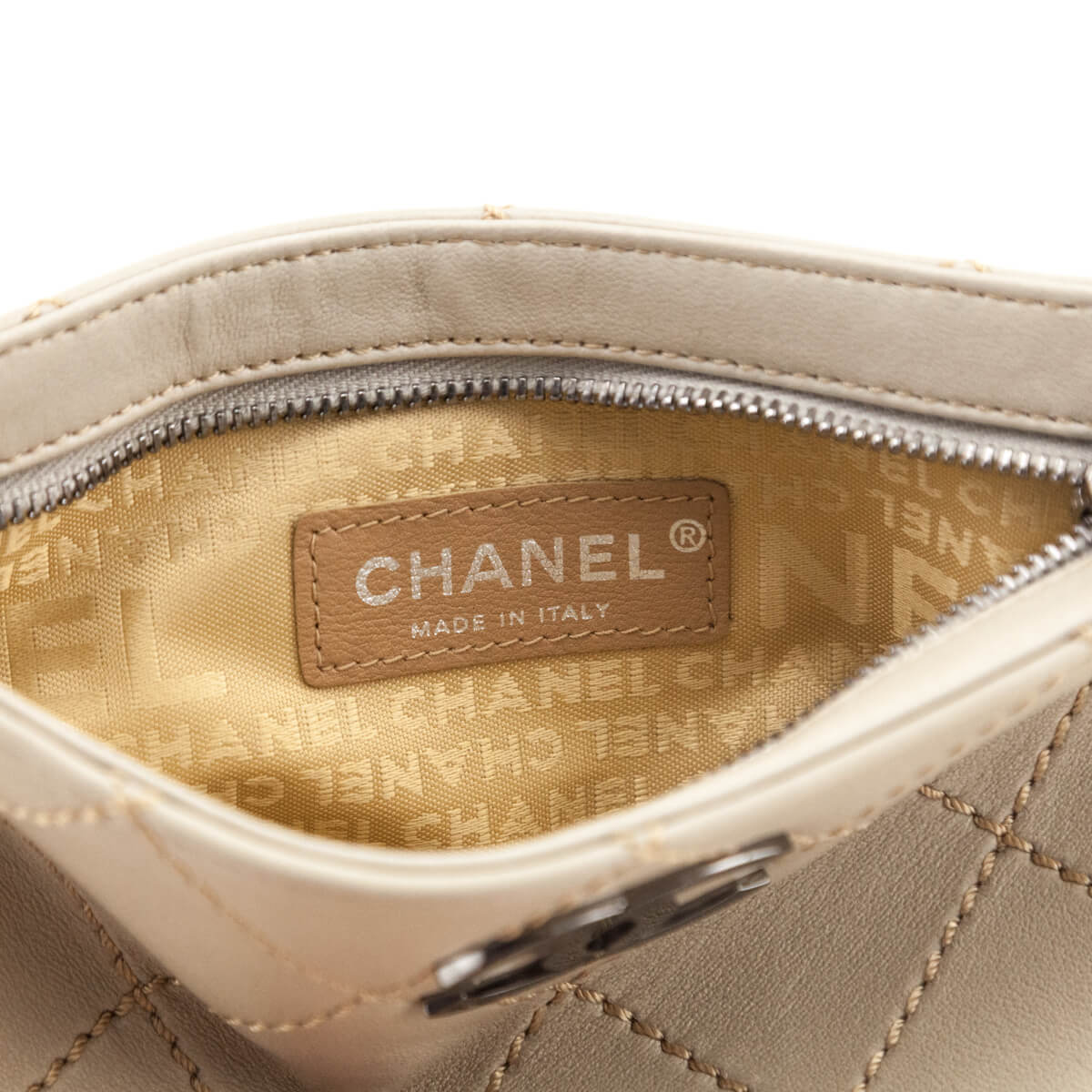 Chanel Beige Lambskin Surpique Stitch Pochette