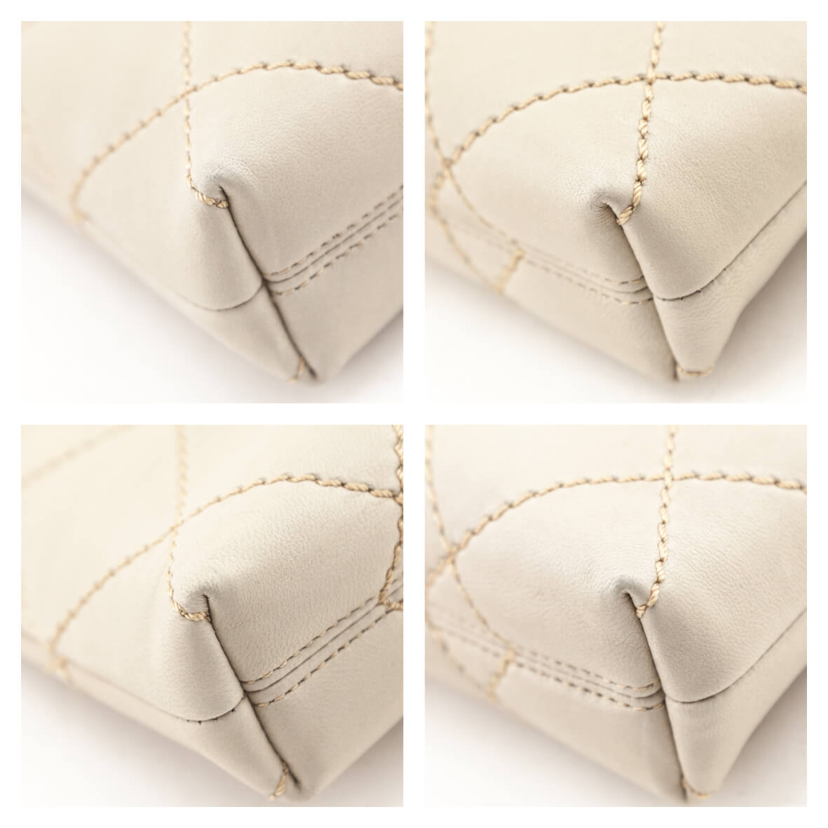Chanel Beige Lambskin Surpique Stitch Pochette