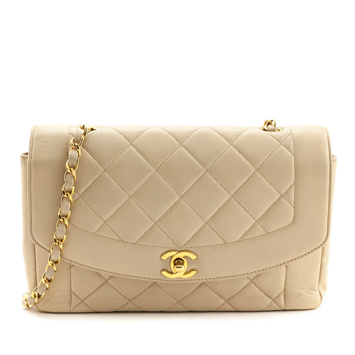 Chanel Beige Quilted Lambskin Small Diana Flap Bag - Love that Bag etc - Preowned Authentic Designer Handbags & Preloved Fashions
