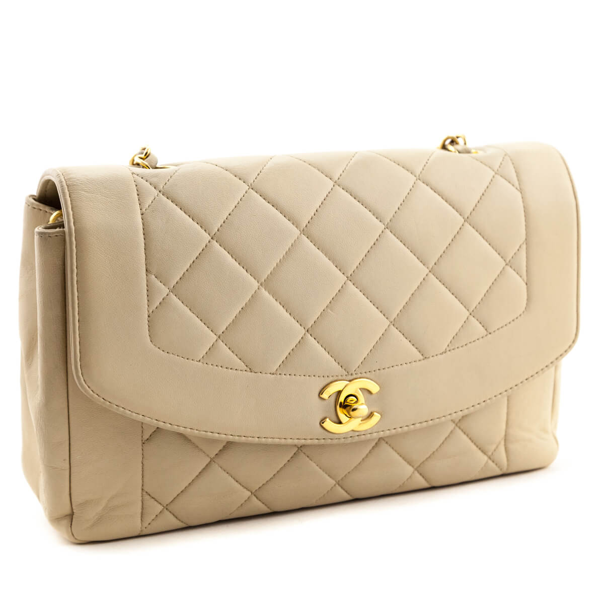 Chanel Beige Quilted Lambskin Vintage Small Diana Flap Bag - Love that Bag etc - Preowned Authentic Designer Handbags & Preloved Fashions