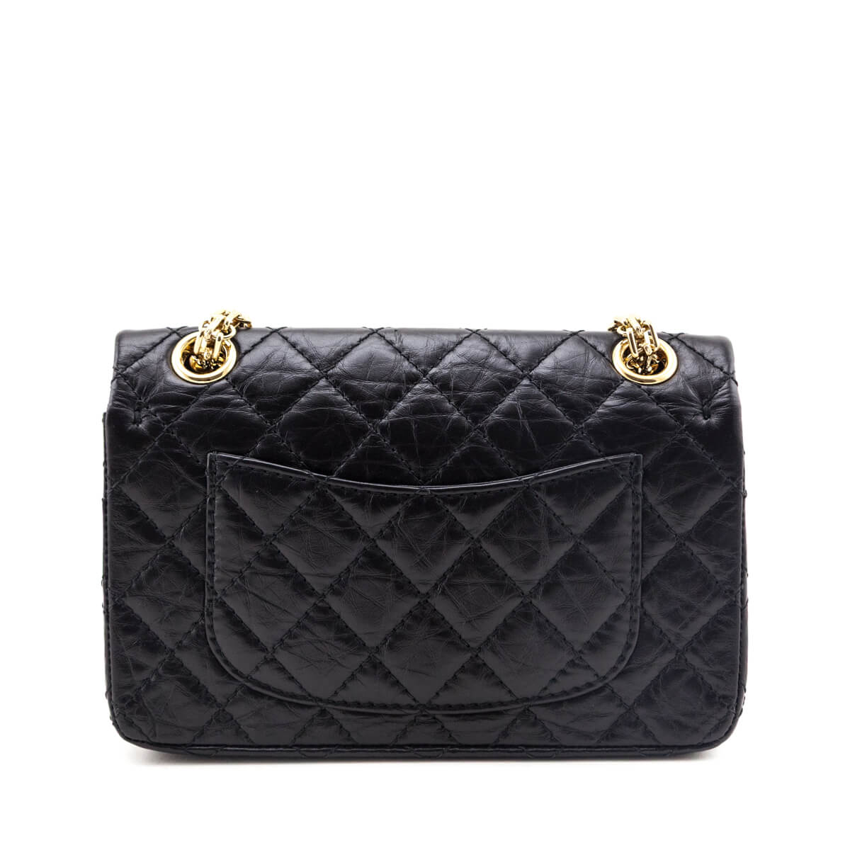 Chanel Black Aged Calfskin Quilted 2.55 Reissue Mini Flap Bag