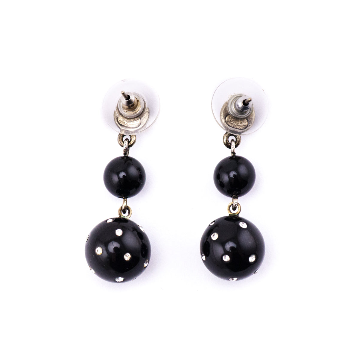 Chanel Black Blead Crystal 2008 CC Drop Earrings