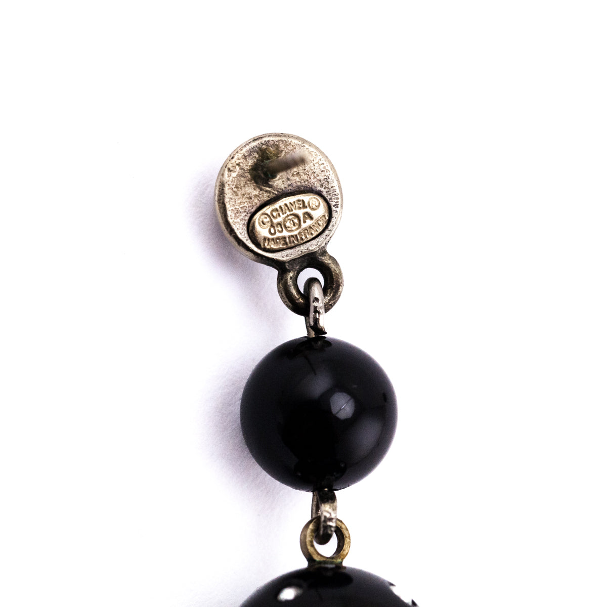Chanel Black Blead Crystal 2008 CC Drop Earrings