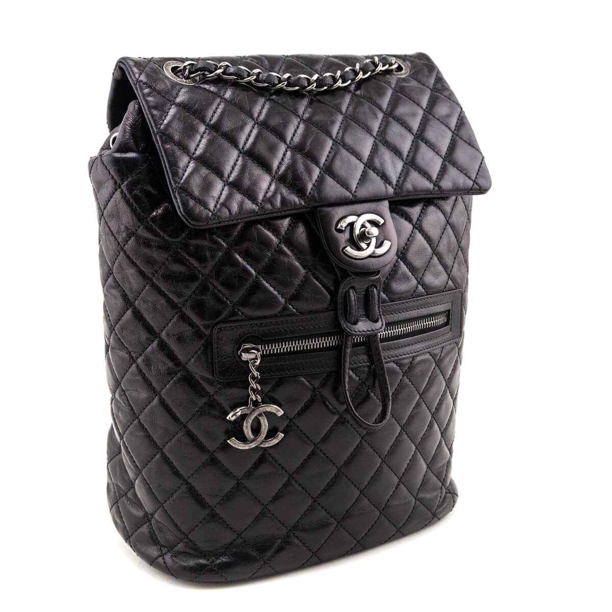 chanel leather backpack purse Chanel Black Calfskin Quilted Large Salzburg Mountain Backpack