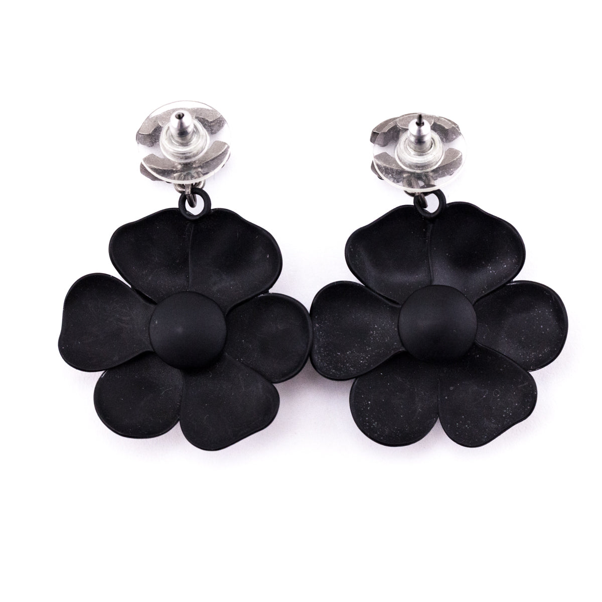 Chanel Black Camellia CC 2009 Drop Earrings - Love that Bag etc - Preowned Authentic Designer Handbags & Preloved Fashions